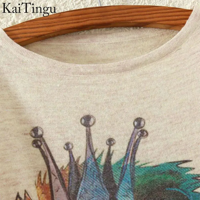 KaiTingu 2015 New Fashion Autumn Winter Clothing Women Sweater And Pullover Long Batwing Sleeve Jumper Knitwear Lion King Print | Женская