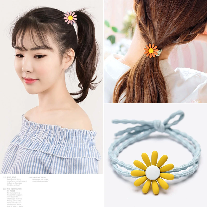 Hair Oranment Fashion Women Girls Flower Elastic Band Ponytail Holder Headbands Scrunchie Rubber Bands Accessories |