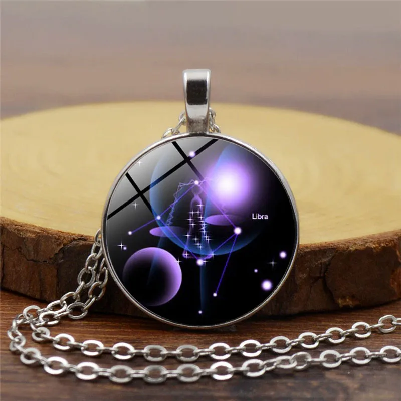 12 знаков зодиака двенадцать созвездий стеклянный кабошон ожерелье с подвеской