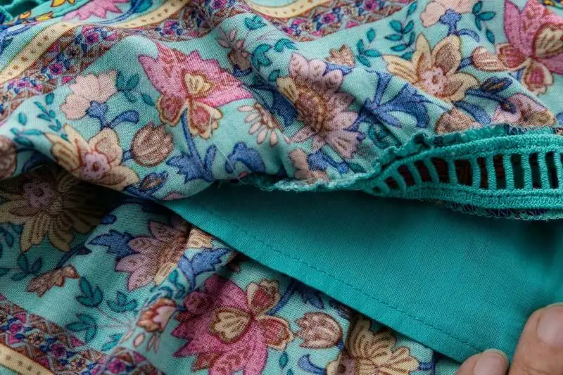 

Women Bohemian Dress 2019 Summer New Dresses Floral Prints Hollow Out Holiday Lady Wear V-neck Female Vestidos