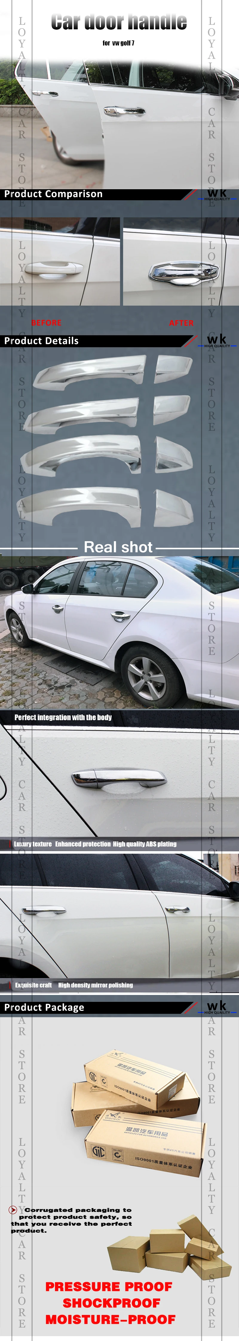 Лояльность для Volkswagen VW Golf 7 Mk7 2013 ABS Хромированная накладка на дверную ручку автомобиля Стайлинг авто аксессуары
