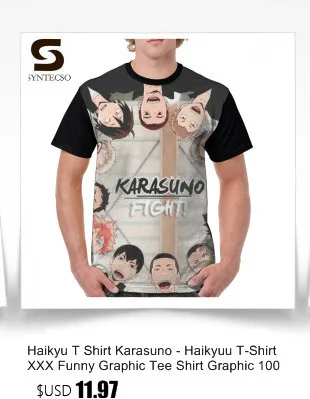 Haikyu/футболка Haikyuu Tendo, футболка, милая уличная одежда, графическая футболка, полиэстер, Мужская футболка с коротким рукавом, большие размеры