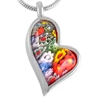 IJD8548 сердце форма муранского стекла ожерелье для кремации, из нержавеющий стали памятный урн ювелирные изделия держатель праха на память ожерелье женщинмужчин