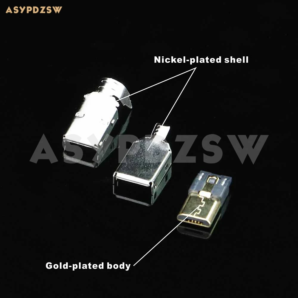 1 комплект HIFI DIY Позолоченный разъем Micro USB Type Male с никелированной оболочкой для