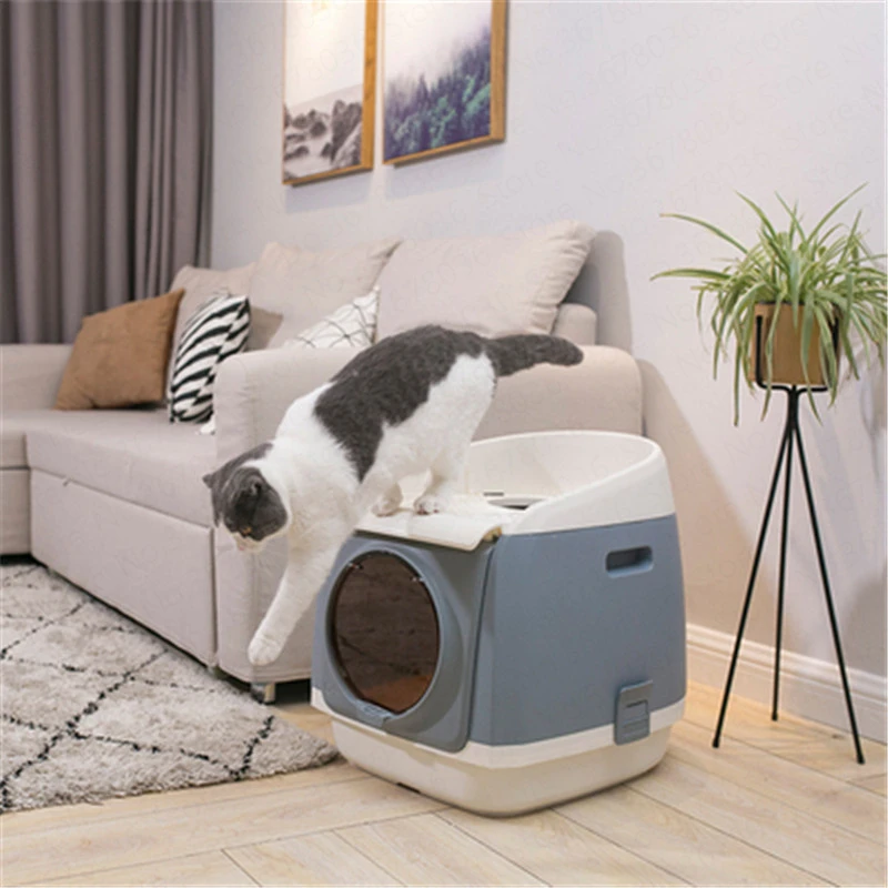 Fully enclosed litter box cat toilet anti-splash folding deodorant extra large cat toilet