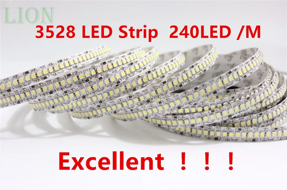 

5M 12V IP20 Non waterproof 3528 LED Strip 240 led Flexible light 5M/Reel showcase led more bright LED strip white