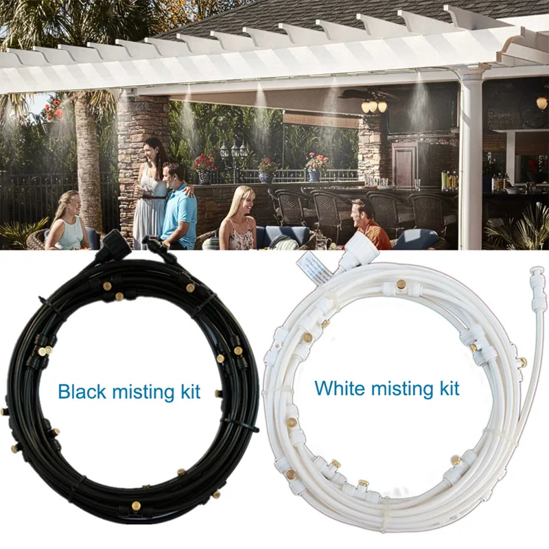 18M (60 feet) White or Black Low Pressure Sprayer Cooling System & 18m DIY Water Sprinklers