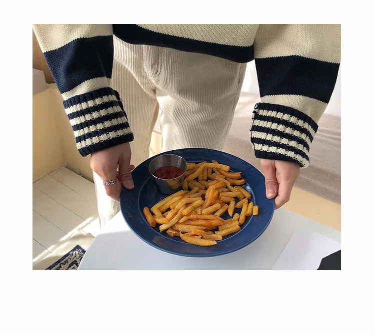 Зимний корейский свитер ulzzang модный Свободный Повседневный полосатый вязаный свитер шикарный Harajuku большой размер женский свитер ins