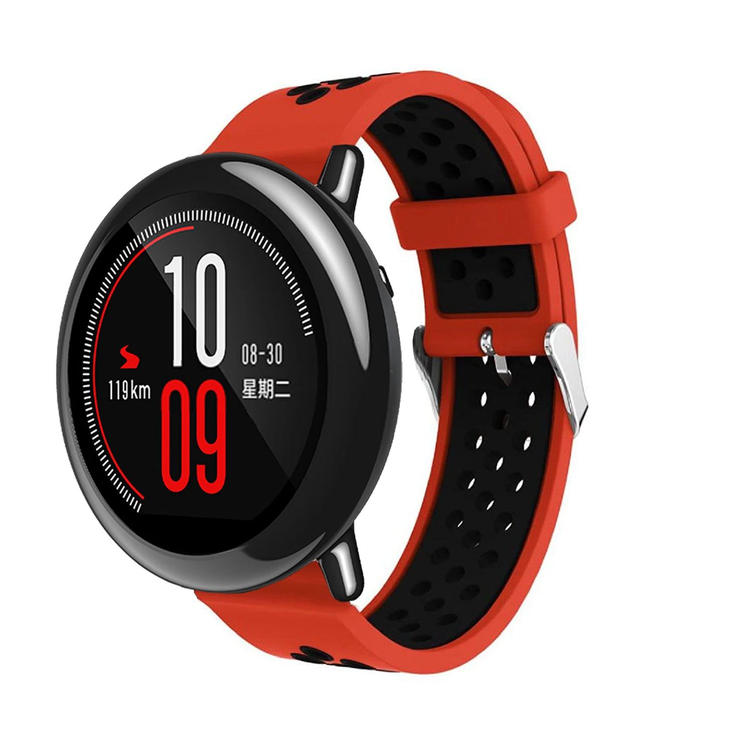 Модный спортивный силиконовый ремешок 22 мм, ремешок для Xiaomi Huami Amazfit PACE, смарт-часы с пряжкой, ремешок для мужчин и женщин - Цвет: red black