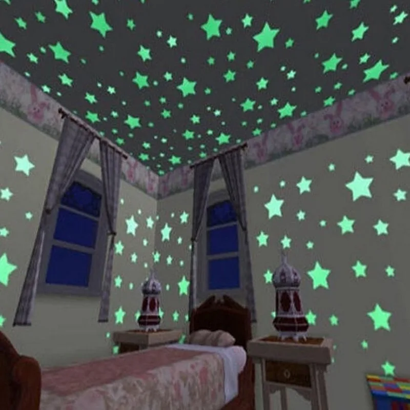 Hoomall 100 шт 3D Звездные Светящиеся в темноте настенные стикеры светящиеся