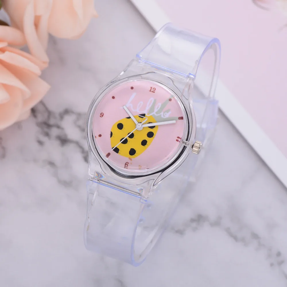 Прозрачные силиконовые часы женские Спортивные кварцевые наручные с фруктовым