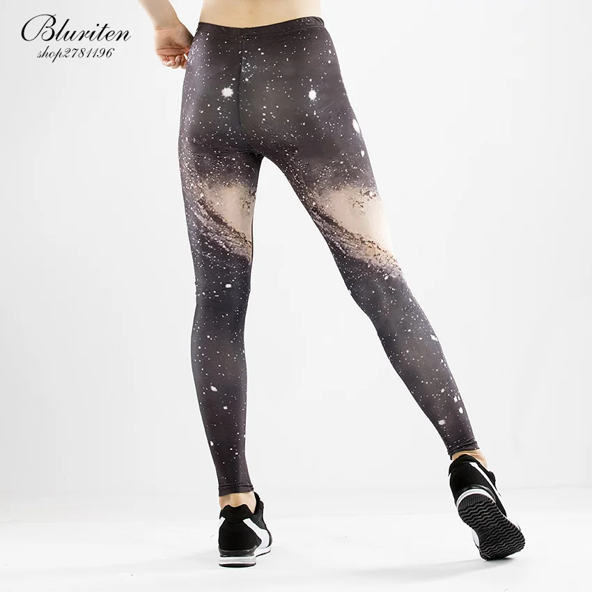 Женская печати звездное небо фитнес длинные брюки леггинсы высокие упругие