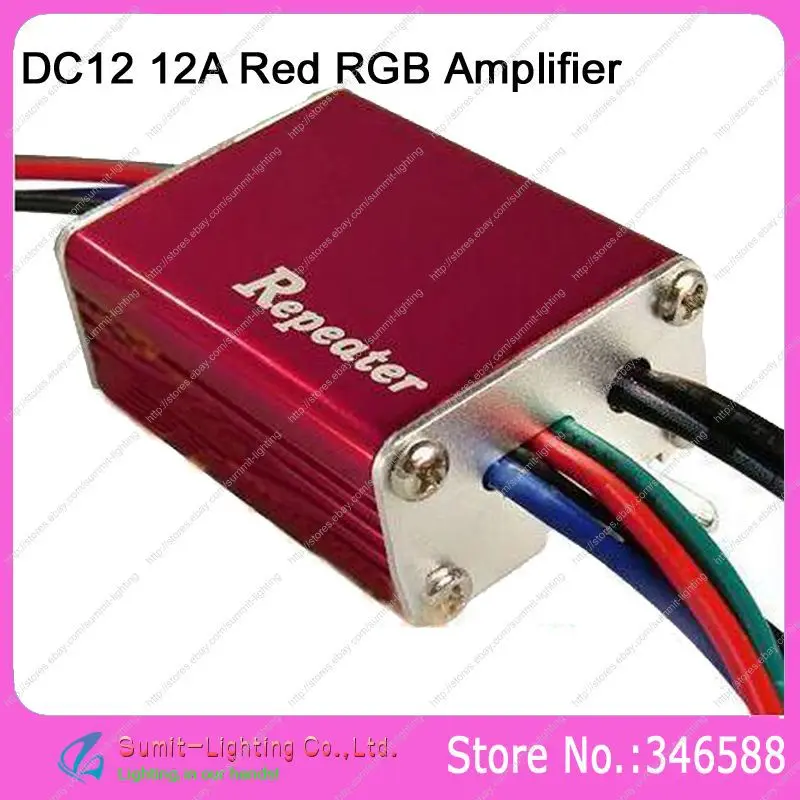 DC12V 12A 144 W IP65 Водонепроницаемый 3 канала красный светодиодный повторитель светодиодный Усилитель контроллер для 5050SMD RGB Светодиодные ленты света