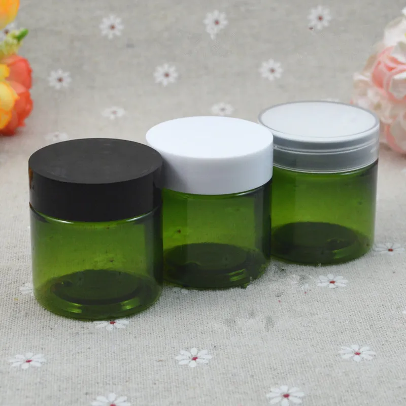 Зеленый пластиковый контейнер для крема емкость 50 г с крышками пустая