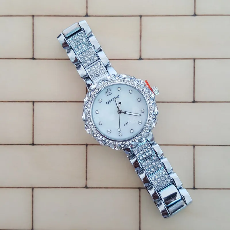 Известный бренд цветочный циферблат женский золотой браслет кварцевые часы