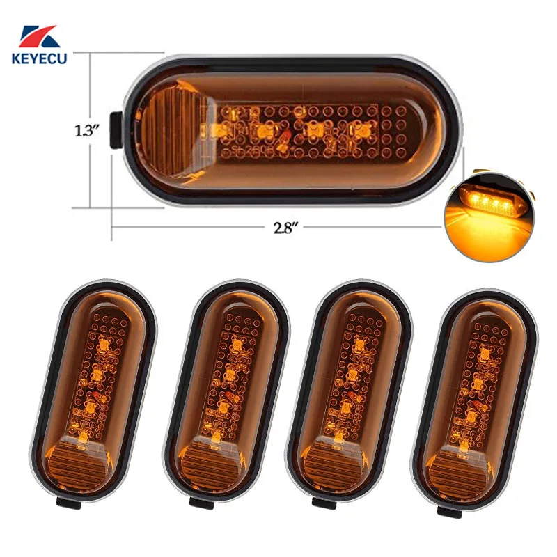 KEYECU 10 шт. желтая линза 12 V для 2000-2009 Honda Accord Civic S2000 4Led Плоские Боковые габаритные огни лампы замены Fender