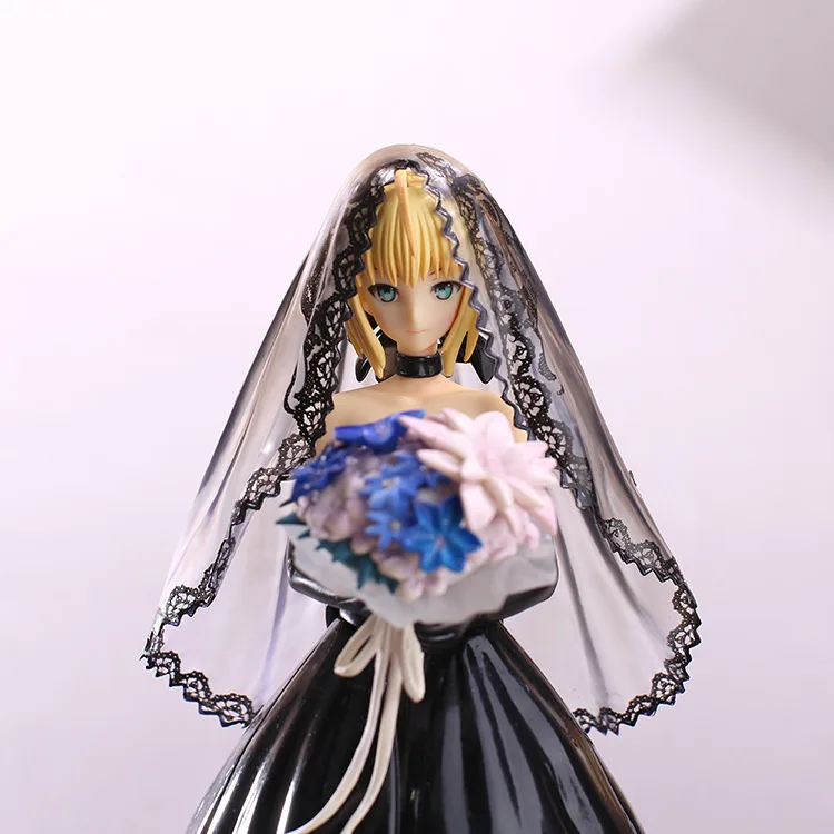 Горячая 1" Fate Stay Night Saber Lily 10th юбилей свадебное платье Регал халаты черный в коробке 25 см ПВХ фигурка модель