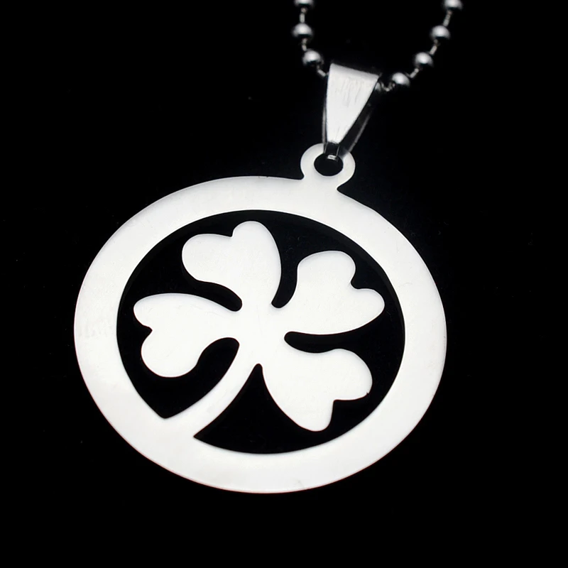 Ожерелье с подвеской в виде четырехлистного клевера из нержавеющей стали