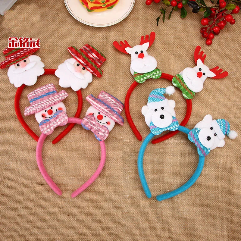 Светодиодная Рождественская повязка на голову Санта рога с изображением