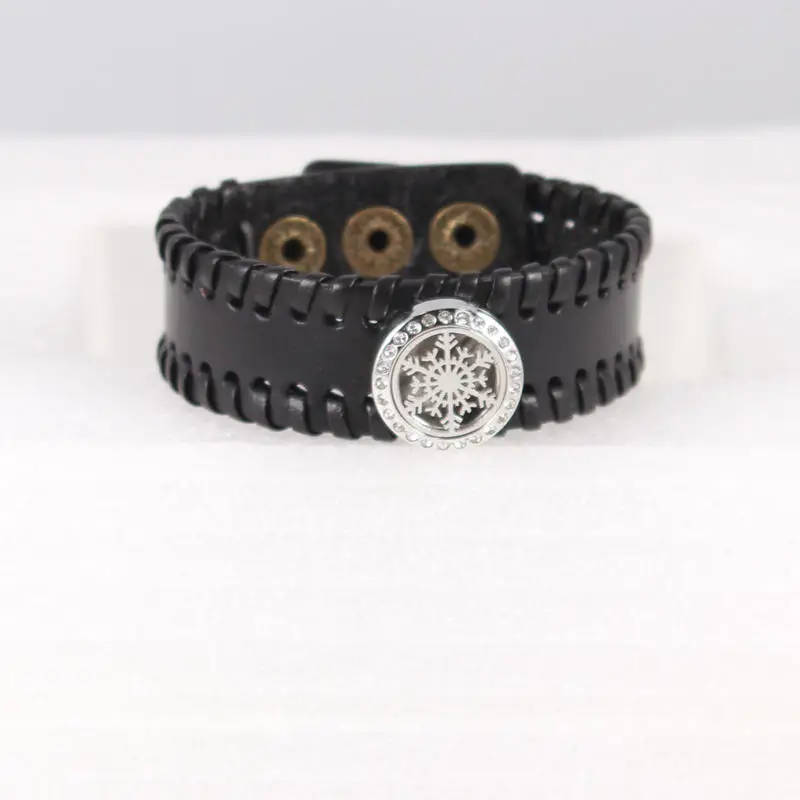 Стразы волны океана (20 мм) с кнопками кожаный браслет ароматерапия/эфирный