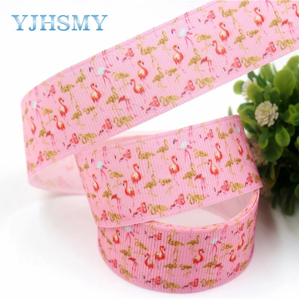 YJHSMY D-17811-712 10 ярдов 25 мм Фламинго печатных grosgrain ленты DIY ручной работы аксессуары