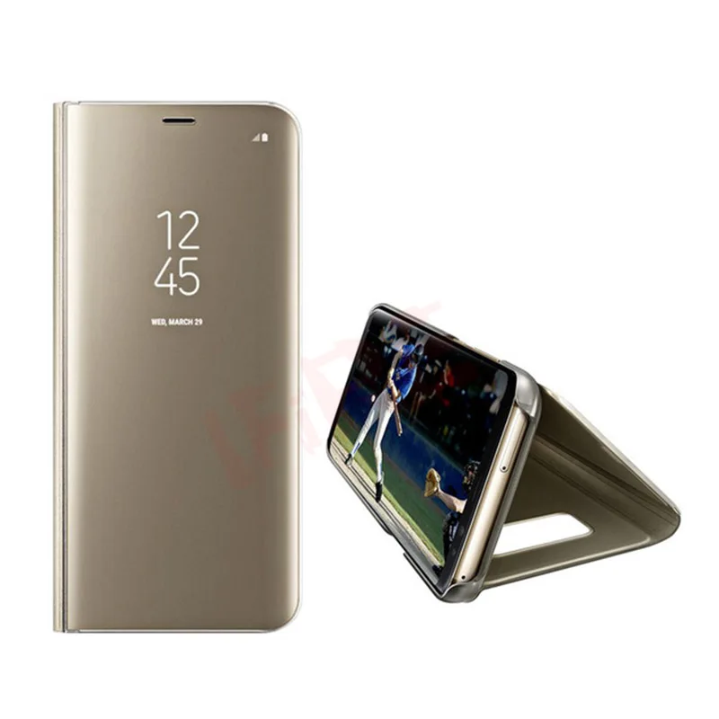 Роскошное зеркальное покрытие чехол для телефона для samsung Galaxy A5 A7 крышка S7 S8 S9 для Galaxy J5 J7 вид кожаный умный флип-чехол