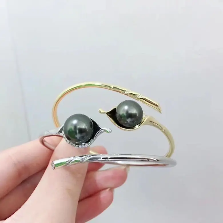 925 Sterling Silver Pearl Bracelet Mountings Fashion ADJUSTABLE Bangle Findings Jewelry Parts Fittings Accessories 3pcs/lot | Украшения и