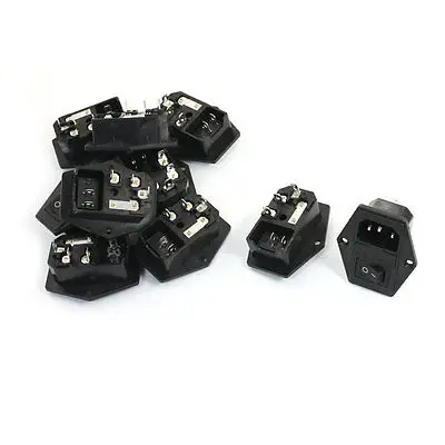 10 шт. Черный 2 Pin кулисный переключатель SPST держатель предохранителя IEC320 C14
