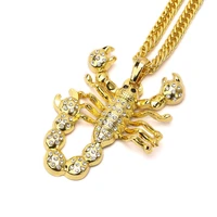 hip hop style scorpions pendant yellow gold filled mens pendant with long chain