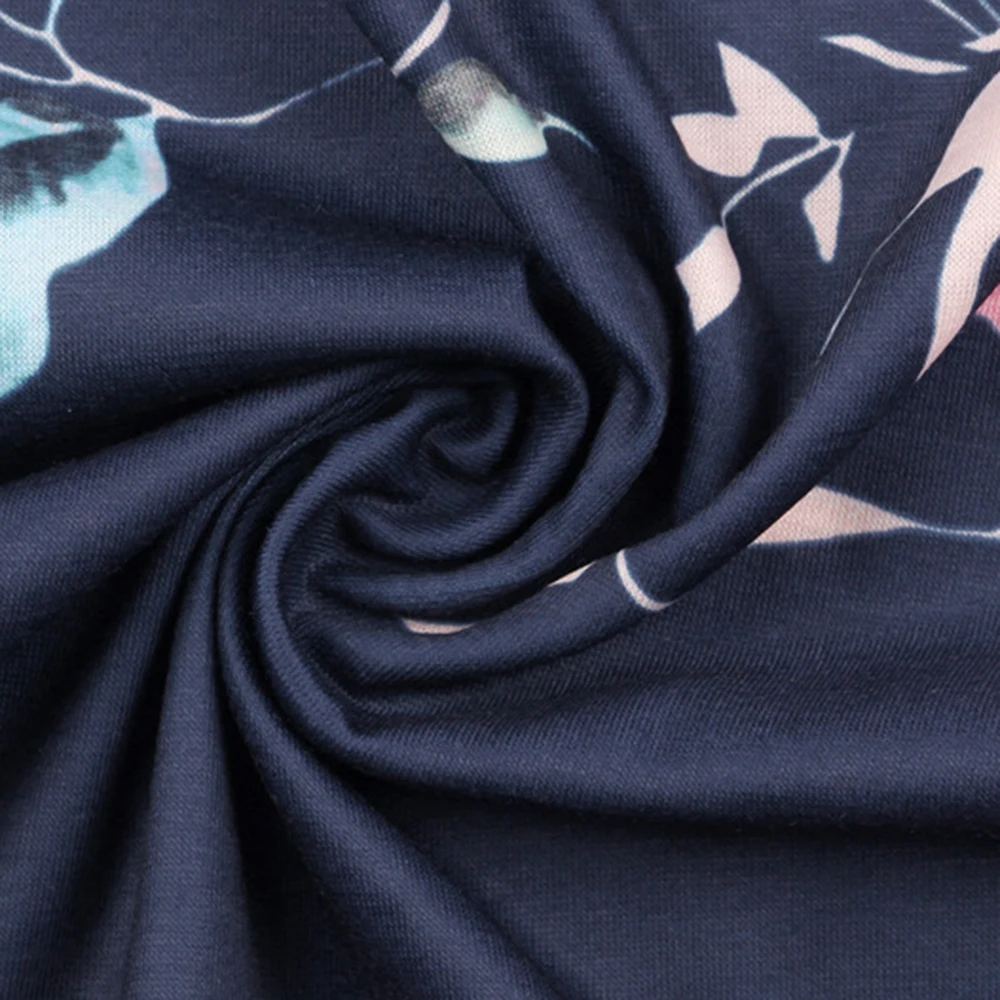 

Women casual knee-length dress 2018 new arrival long sleeve O-neck printing summer dress lady Women loose Dress A3