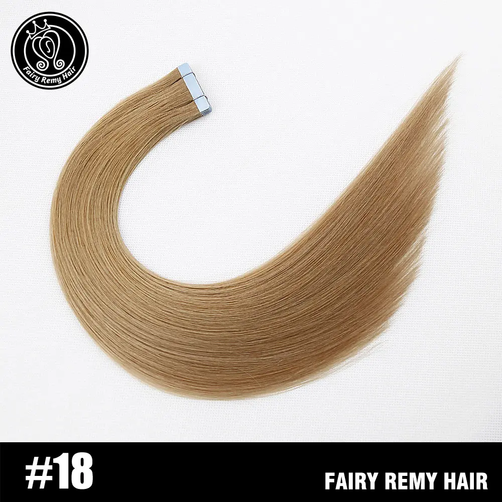 #18 Сказочные волосы remy на ленте, человеческие волосы для наращивания, 18 дюймов, натуральные волосы с неповрежденной кутикулой, на Клейкой Ленте, искусственная кожа, пряди для наращивания, невидимые, 40 г - Цвет: #18