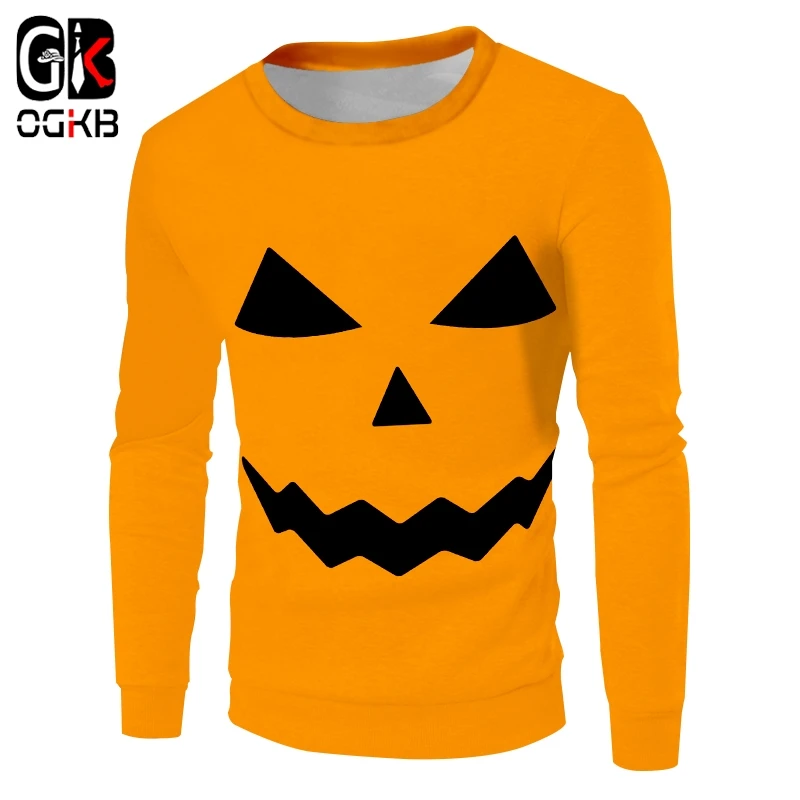 OGKB Женская толстовка с 3D принтом смешного человеческого лица и тыквы оптовая