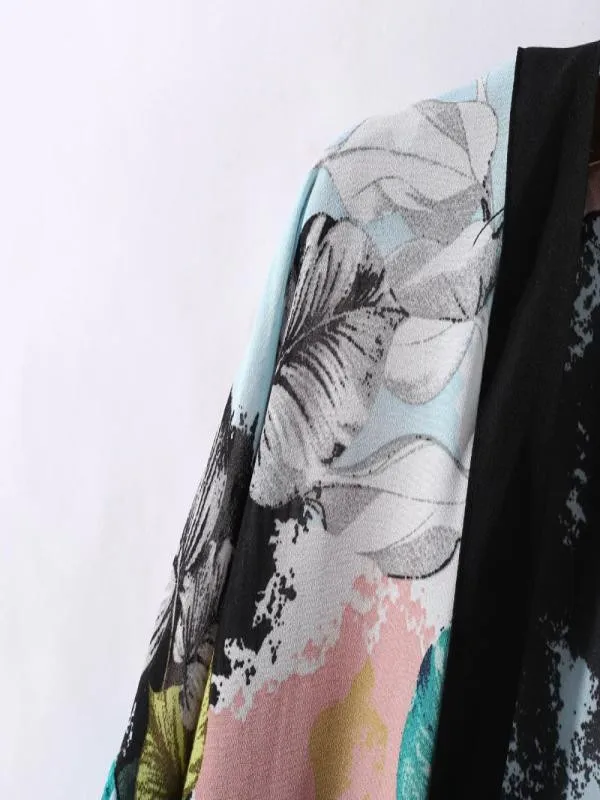 summer Kimono beach cover-ups Tops Shirt Blouse Women Boho Printed Chiffon Shawl Long Cardigan Cover up Blouse d90625