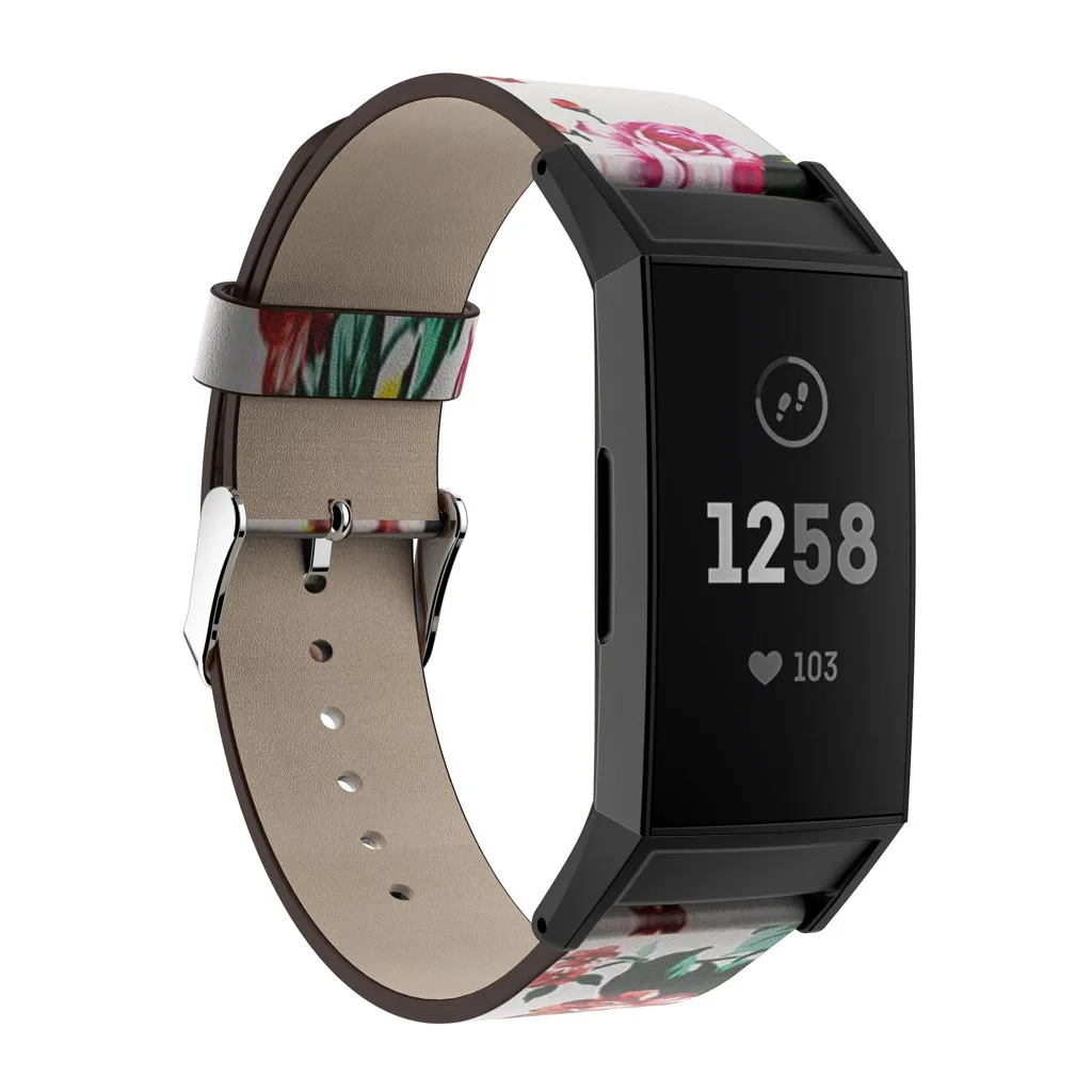 Печать кожаный ремешок замена часы ремешок для Fitbit заряд 3 браслет ремешок умные часы аксессуары ремешок для часов
