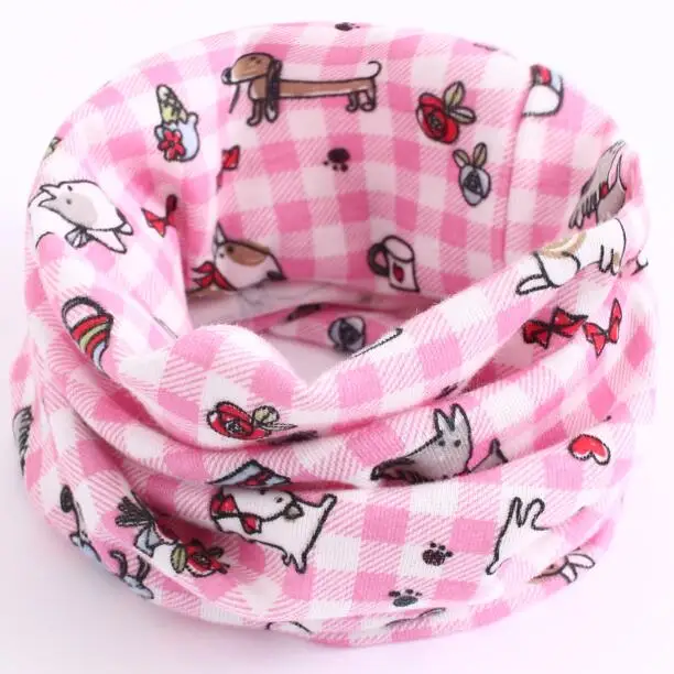 pink dog grid Новинка; хлопковые детские нагрудники; сезон осень-зима; шарф для маленьких девочек с круглым вырезом; Детские шарфы; шейный платок для мальчиков; Детский шарф; одежда - Цвет: pink dog grid