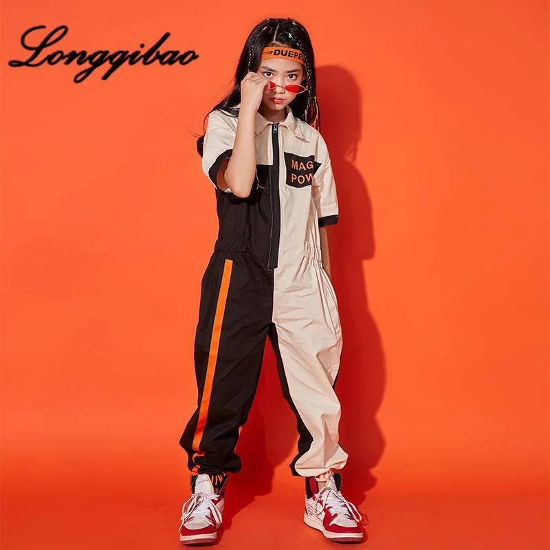 Children's street dance suit girls hip hop bodysuit tide clothes children's modern performance handsome costumes | Детская