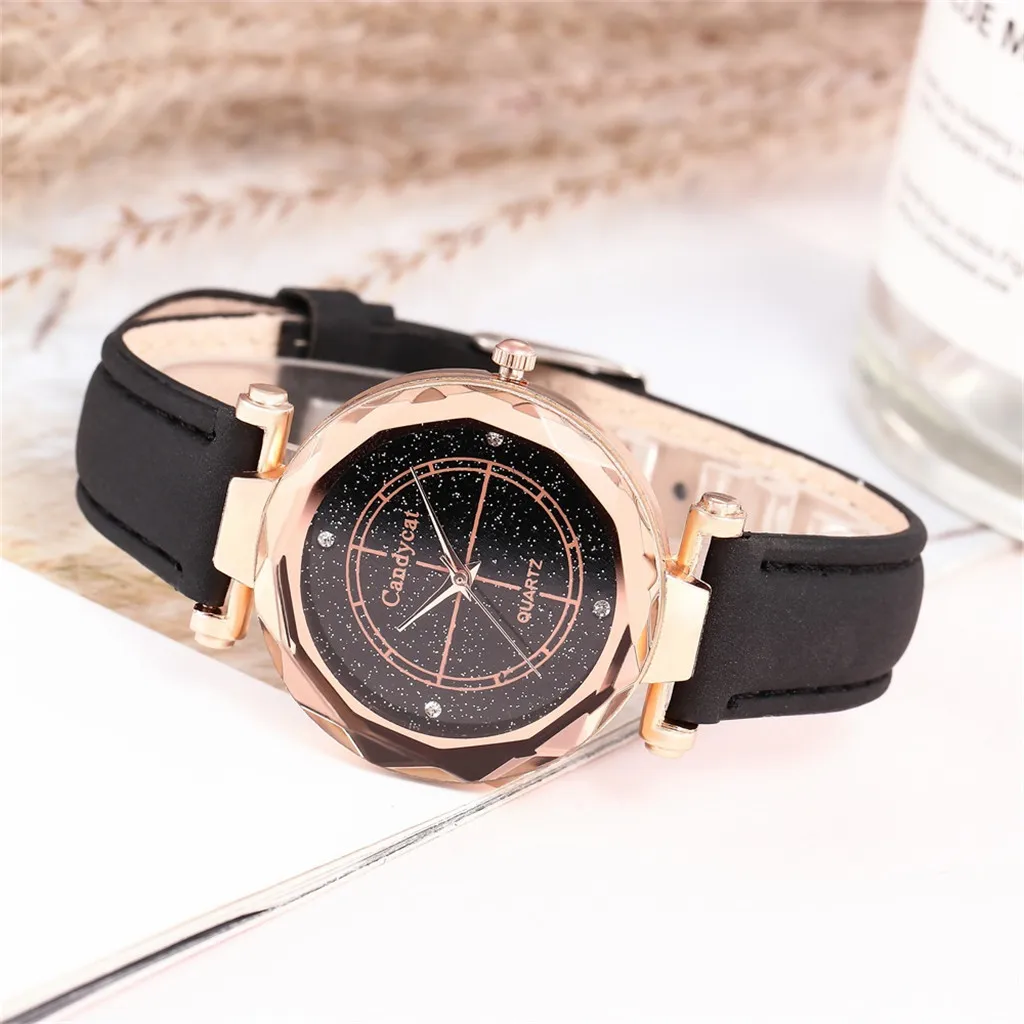 Корейская мода простые женские призматические стеклянные кварцевые часы