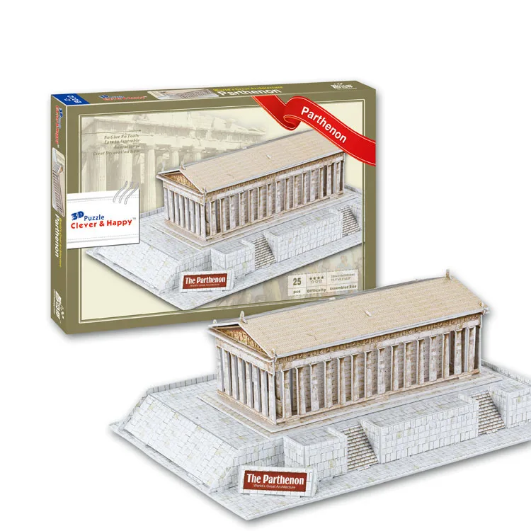 

2014 new clever&happy land 3d puzzle model The Parthenon( adult puzzle diy paper model for boy paper learning & education