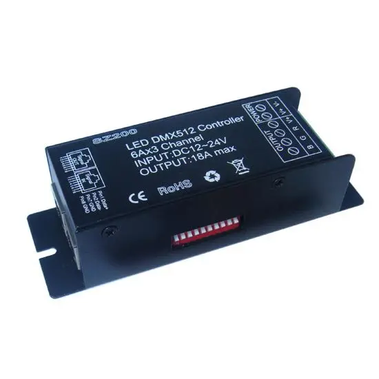 

10 шт. DMX512 светодиодный контроллер декодер и драйвер 3-канальный 18A светодиодный RGB контроллер PWM DC12V 24В DMX контроллер для RGB ленточного модуля