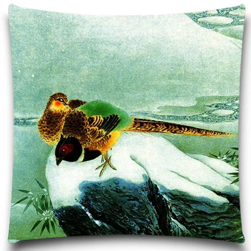 Две утки на картинке и красивый цветок 2D печать креативная наволочка квадратный