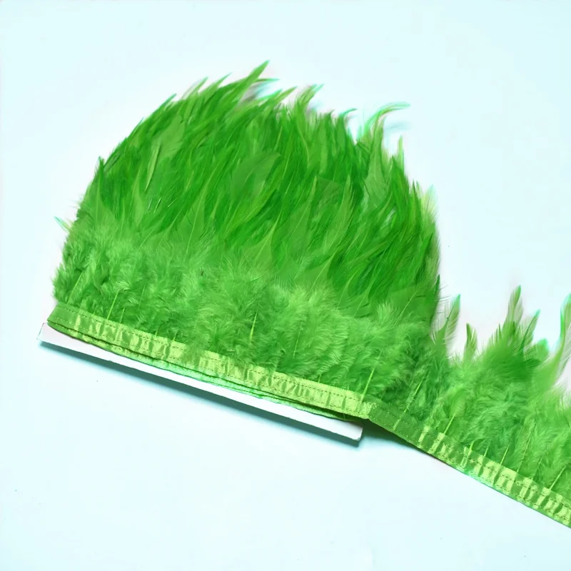 Apple green 1 м черный петух шеи перья отделка бахрома 8-10 см DIY Перья для рукоделия ленты для шитья одежды вечерние украшения - Цвет: Apple green