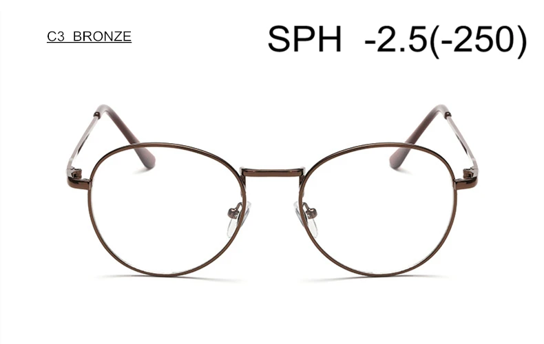 C3 (-2.5) SUMONDY диоптрий SPH-1,0 до-4,0 очки для близорукости для мужчин и женщин металлическая оправа Очки для близоруких очки по рецепту UF18 - Цвет оправы: C3 (-2.5)