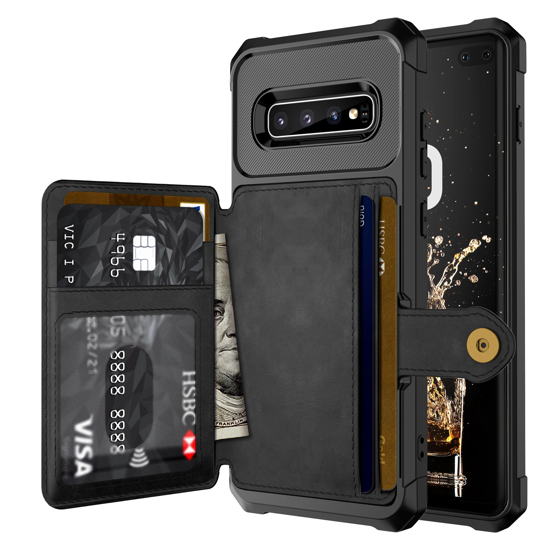 Делюкс многофункциональный кожаный бумажник чехол для samsung Galaxy S10 плюс S10e держатель для карт Гибридный Силиконовый бампер чехол на заднюю панель