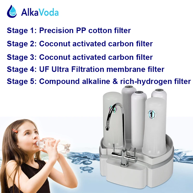 Богатый водорода минеральной щелочной воды ионизатор бытовые 5 этапов UF