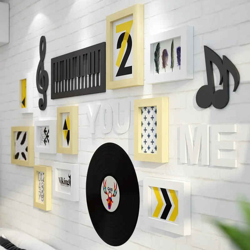 BAIUFOR креативная музыкальная черная фоторамка набор деревянный коллаж рамка для