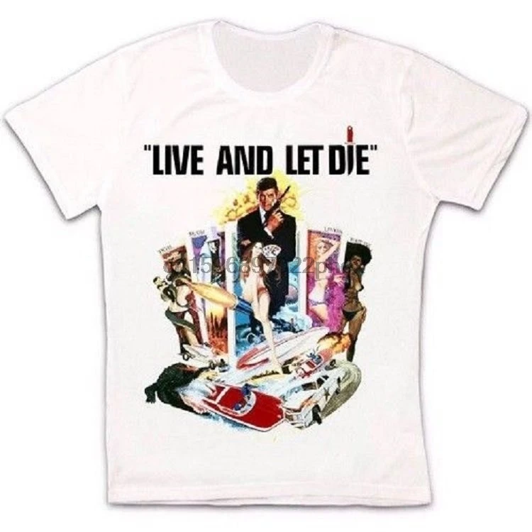 Live And Let Die 70s ретро постер к фильму футболка 1288 Мужская футболка|Мужские футболки| |