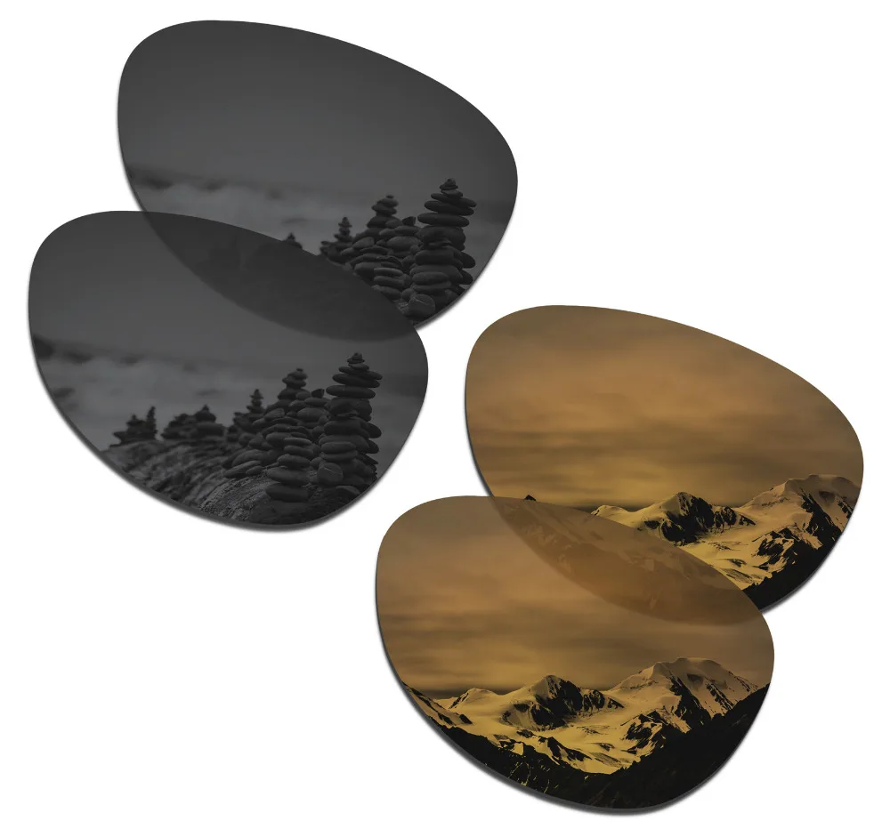 

SmartVLT 2 Pairs Polarized Sunglasses Replacement Lenses for Oakley Elmont M Stealth Black and Bronze Gold