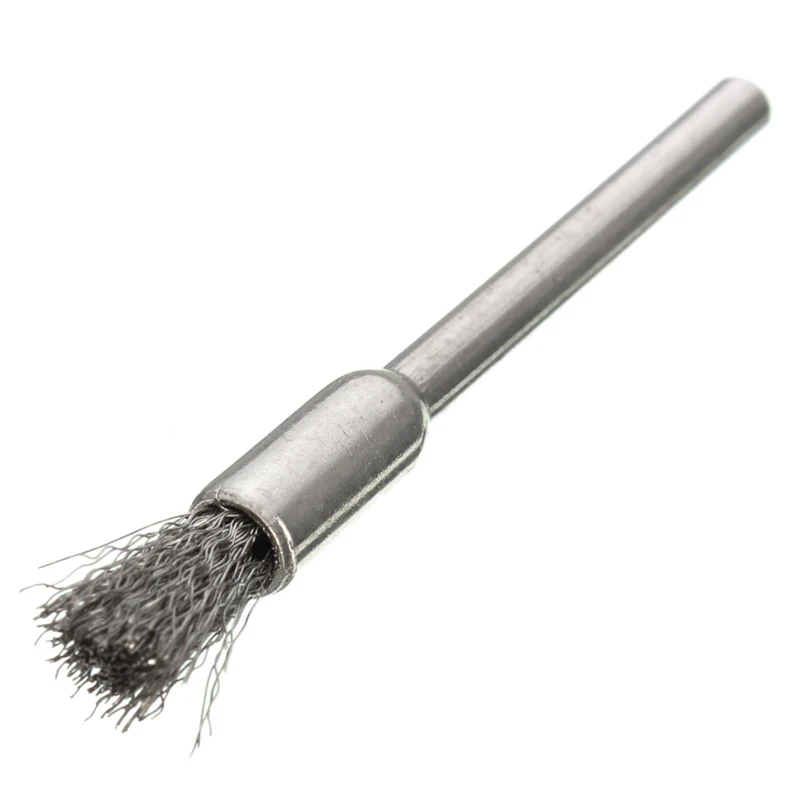 

10pcs/set 3mm Shank Wire Brush Stainless Steel Head Removal Dust Burr Derusting Brush For Dremel Rotary Tools