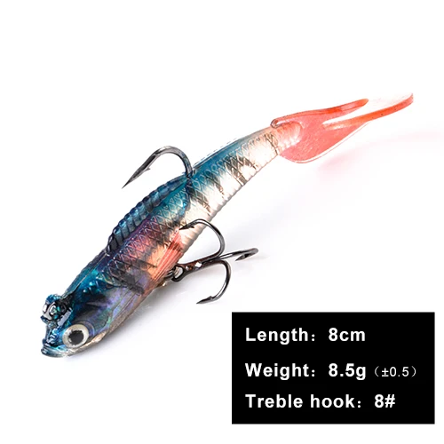 072 8cm FISHKING 1 шт. 8/10 см приманки мягкие приманки с 3D глаза тройными крючками приманки stackle мягкие приманки для приманки тройные Крючки и рыболовные принадлежности - Цвет: 072 8cm