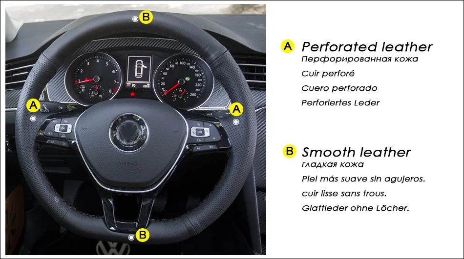 CARDAK ручная работа черная искусственная кожа чехол на руль для Volkswagen Golf 7 Mk7 New Polo Passat B8